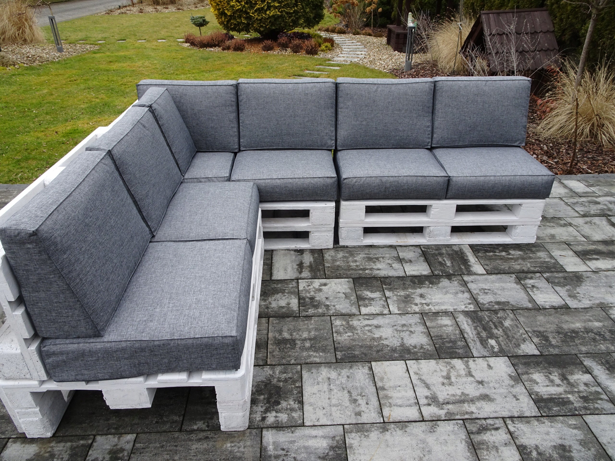 Cushions for three EURO-PALLETS set of 13 seat 60 x 60 Silver 23 Cushion thickness 15 cm