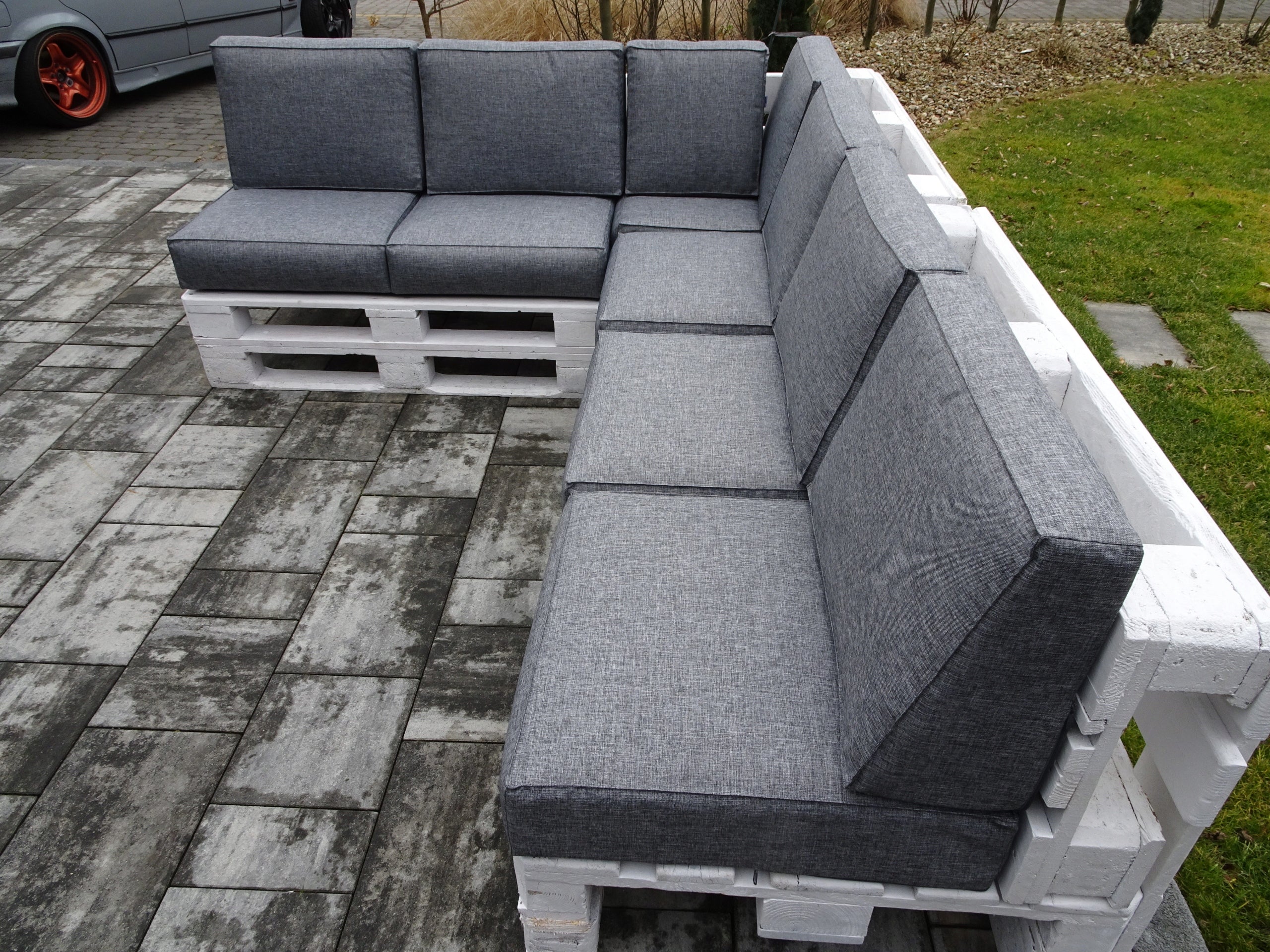 Cushions for three EURO-PALLETS set of 13 seat 60 x 60 Silver 23 Pillow width 60 cm