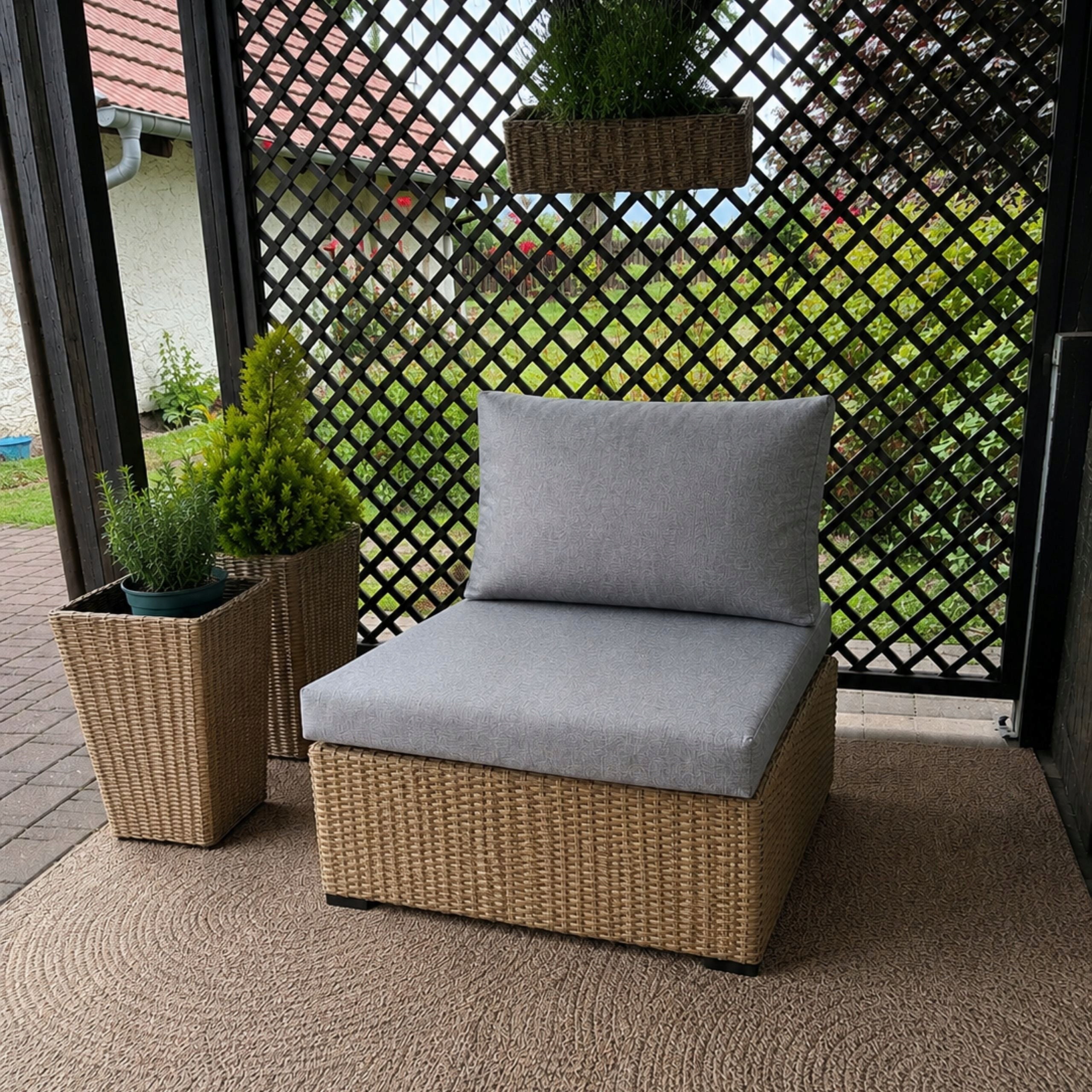 Custom-made cover for garden seat 60x10x10 cm waterproof UV zipper Color gray