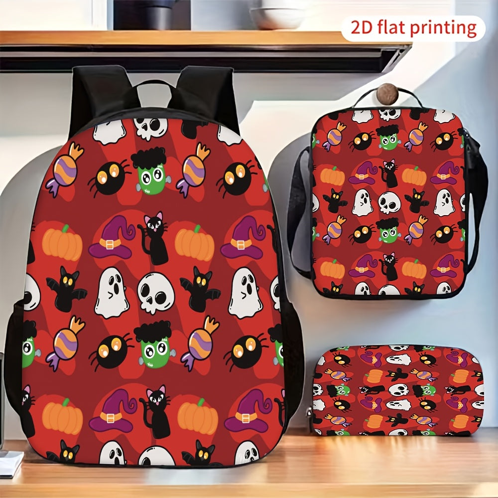 Cute 2D Flat Cartoon Backpack Set Lightweight Strap Crossbody Bag Pencil Case