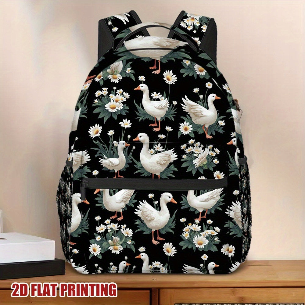 Cute Geese and Daisies Print Lightweight School Travel Backpack