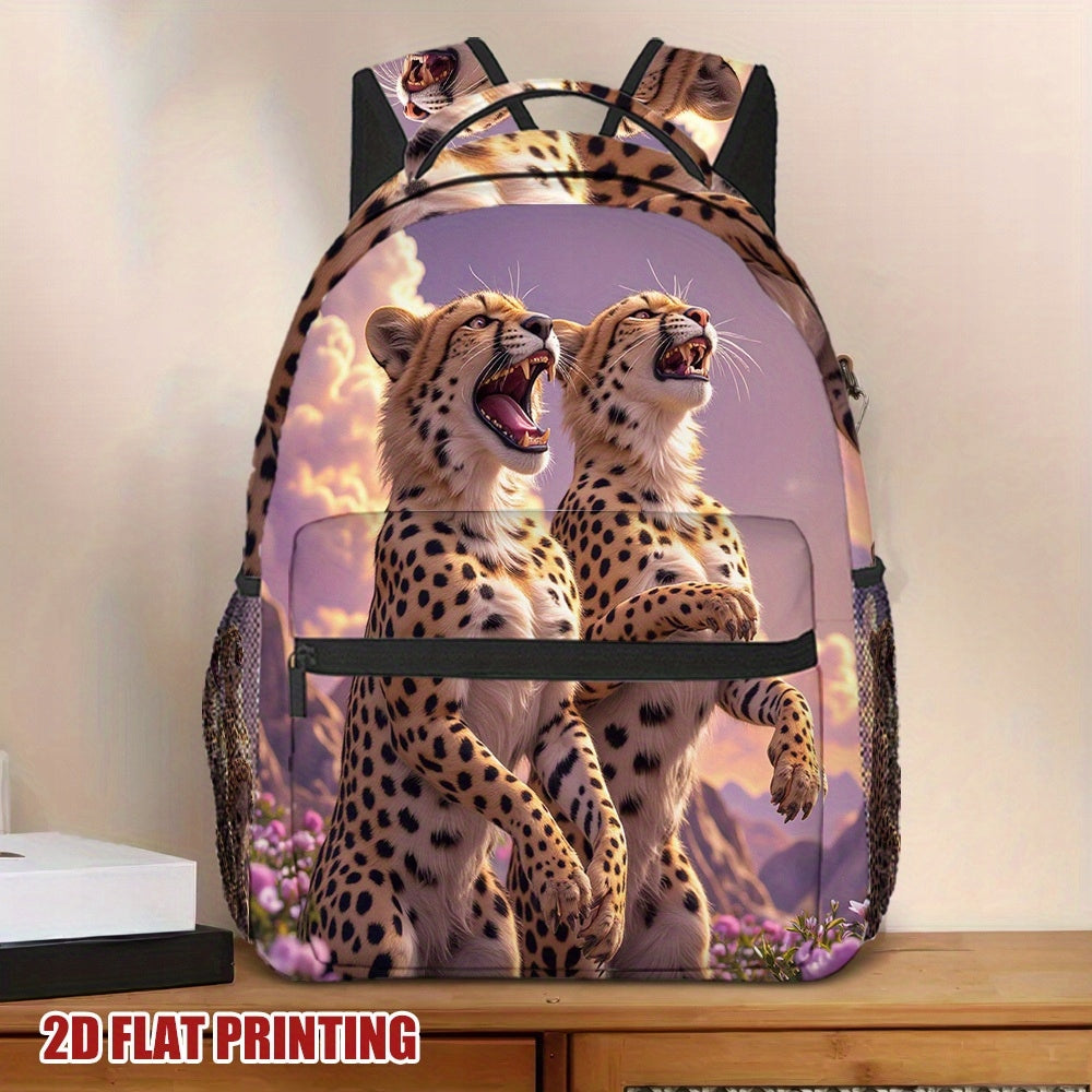 Cute Leopard Print School Backpack for Students