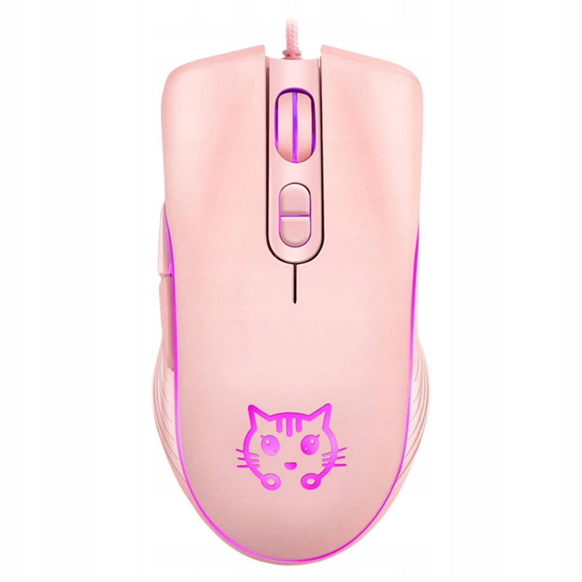 Cute Wired Gaming Mouse PC Laptop RGB Backlit Mute LED Ergonomic 2400 Pink Packaging status original