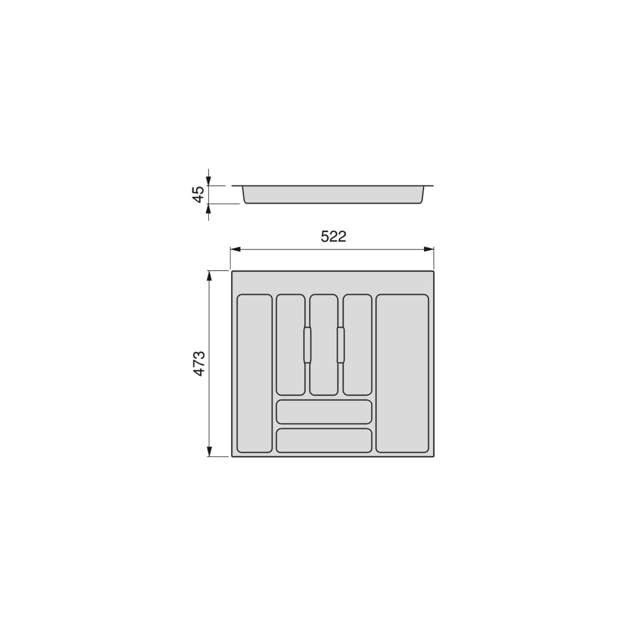 Cutlery insert for drawer 60 OPTIMA EMUCA antra Kind drawer organizer