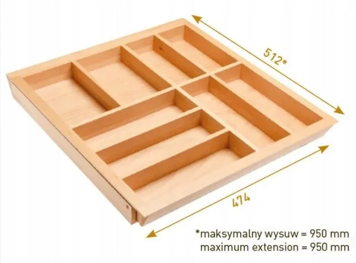 Cutlery insert for the drawer, Wooden, Beech, adjustable, 60-100cm GTV Brand GTV