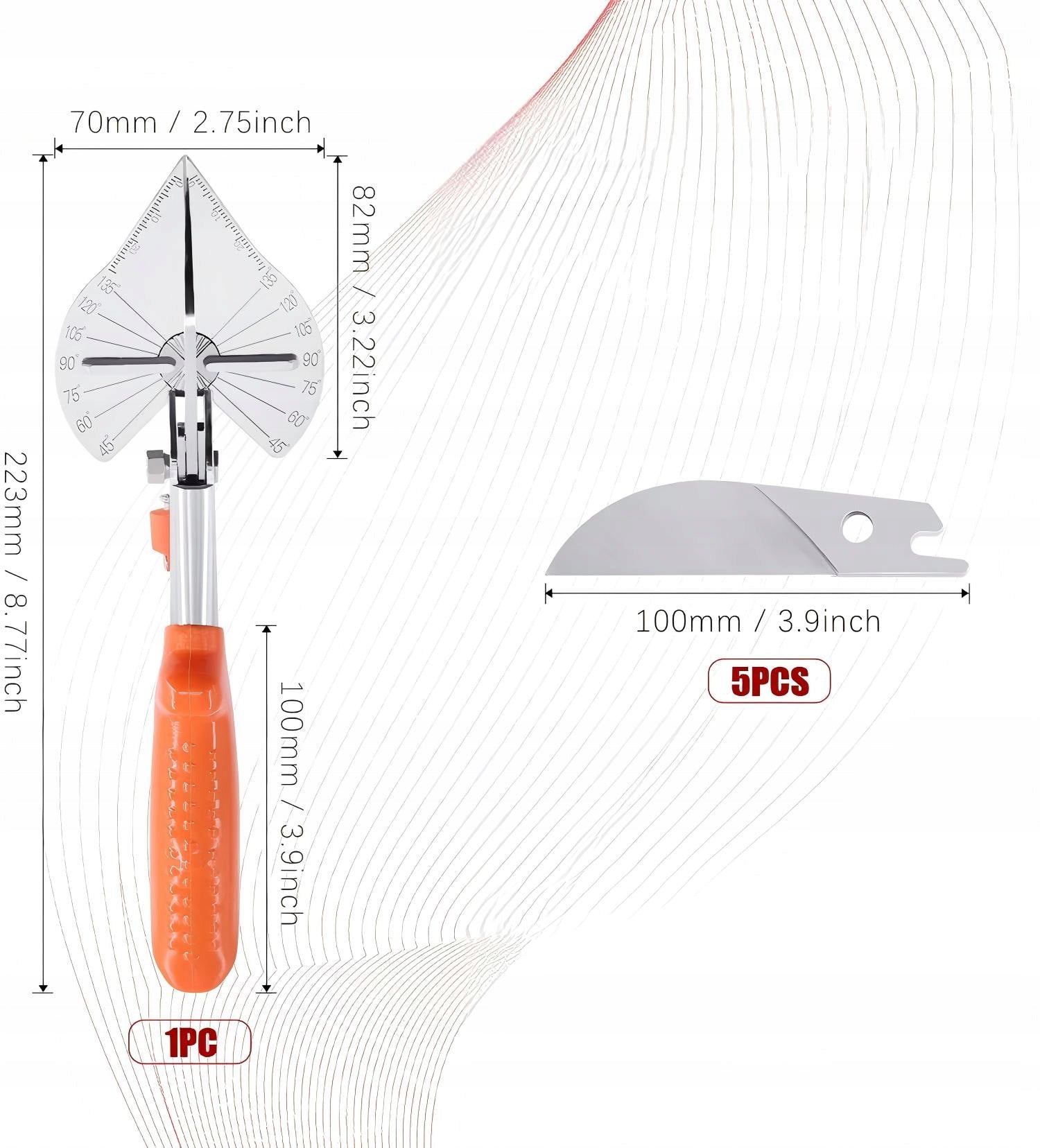 Cutting Shears Strips Pcv Gasket Profiles Tube 45°-135°+ 5 blades Packaging status original