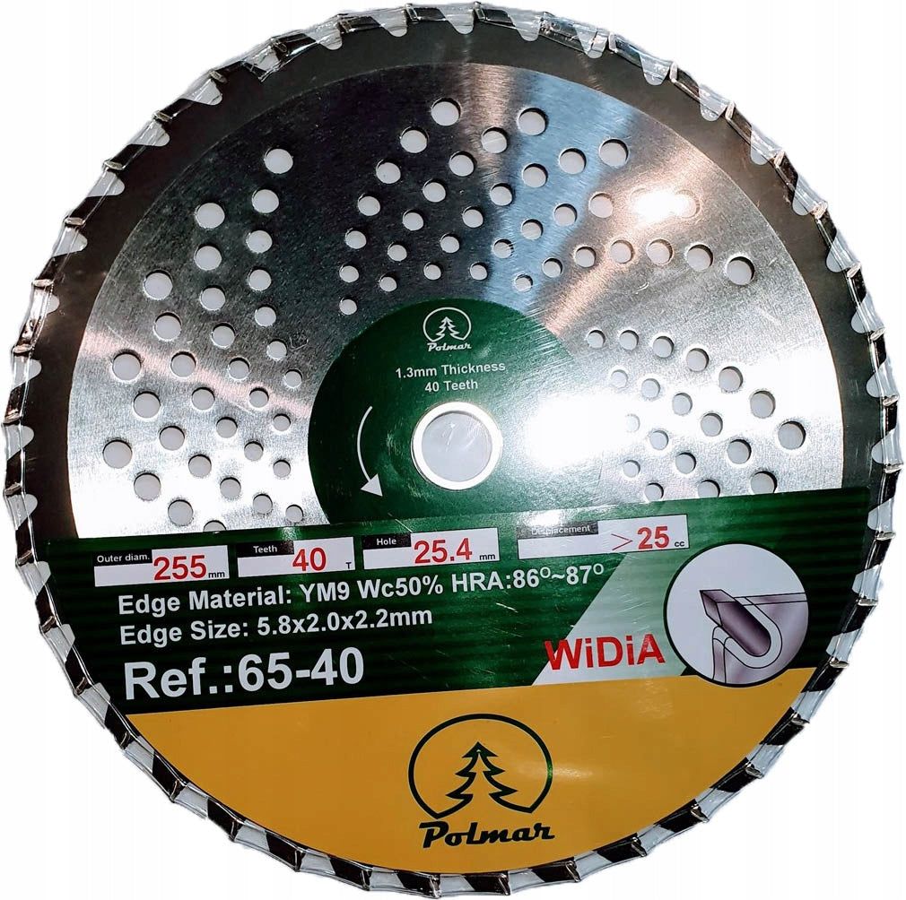 Cutting disc knife for combustion scythe Polmar 65-40 WIDIA 255mm 40zębów STRONG