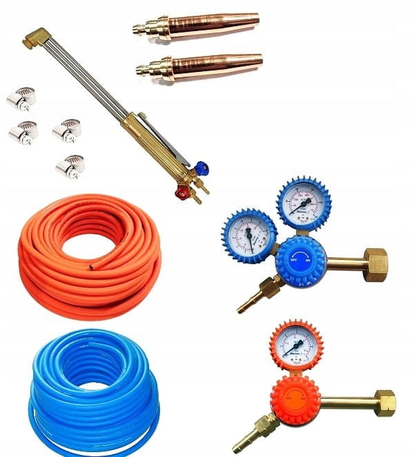 Cutting torch Propane Oxygen Set Burner+Nozzles+Snake+Reducers SHERMAN