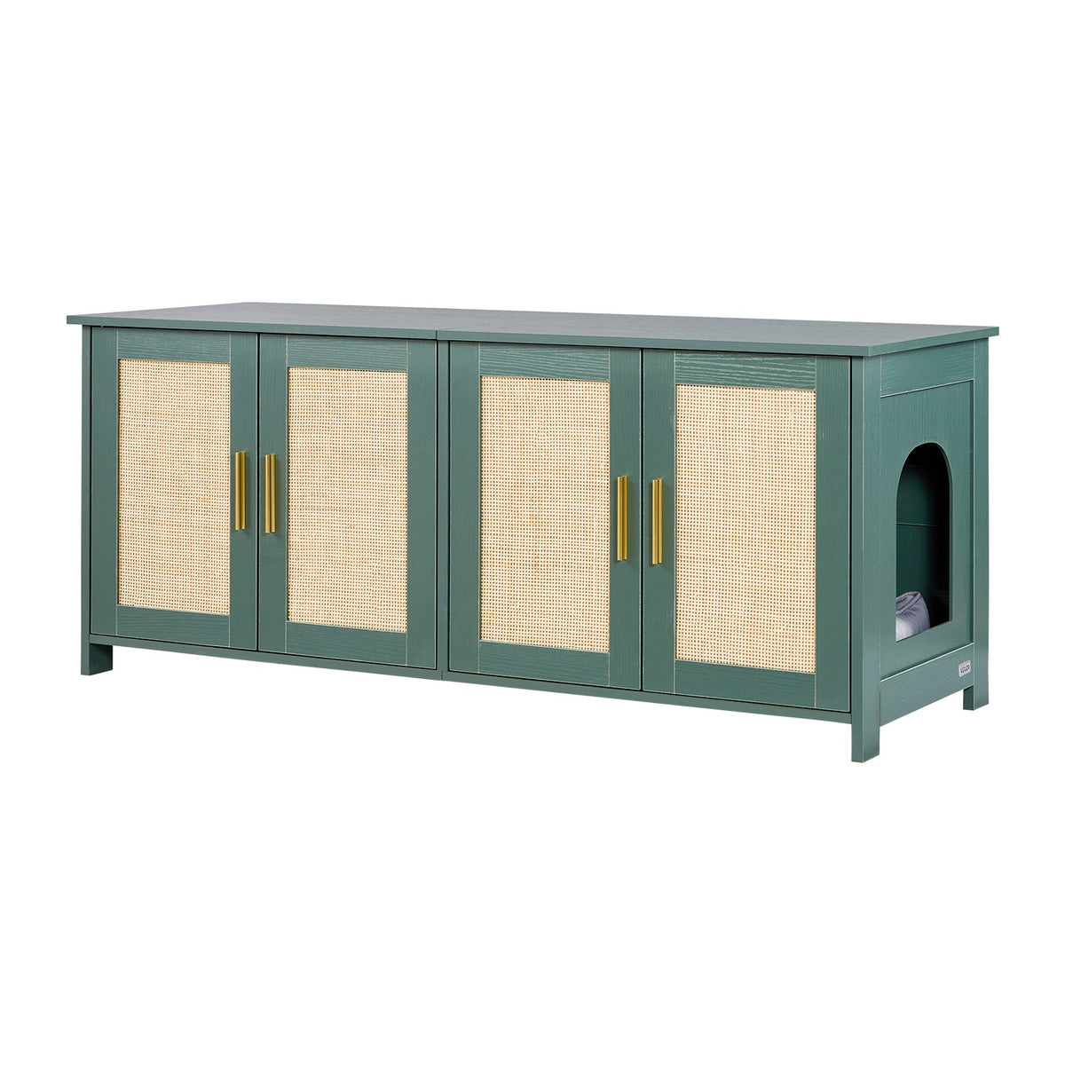 Cuvette Cabinet 120x45x50CM Cat Cuvette With 4 Rattan Doors