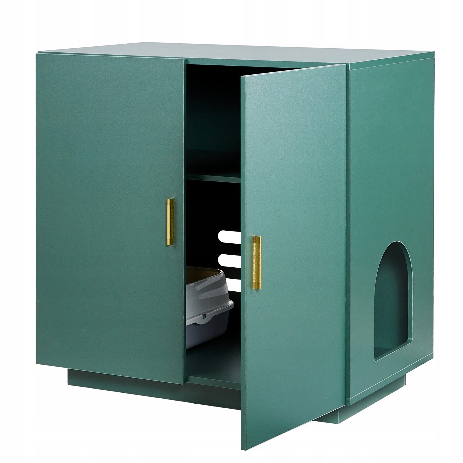 Cuvette Cabinet 80x50x79CM Cat Cuvette Wooden With Double Doors Color green
