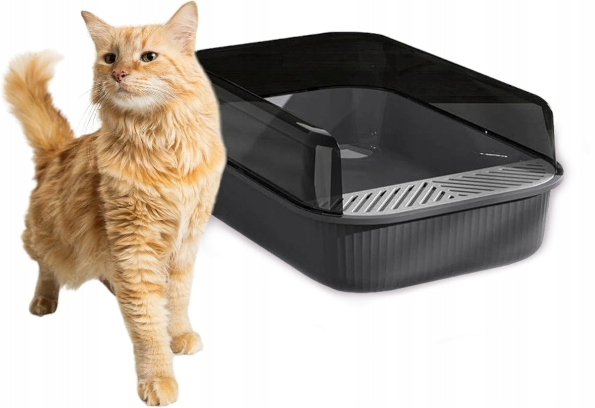 Cuvette Cat Toilet With Litter Spatula With Frame Open Grey K07B