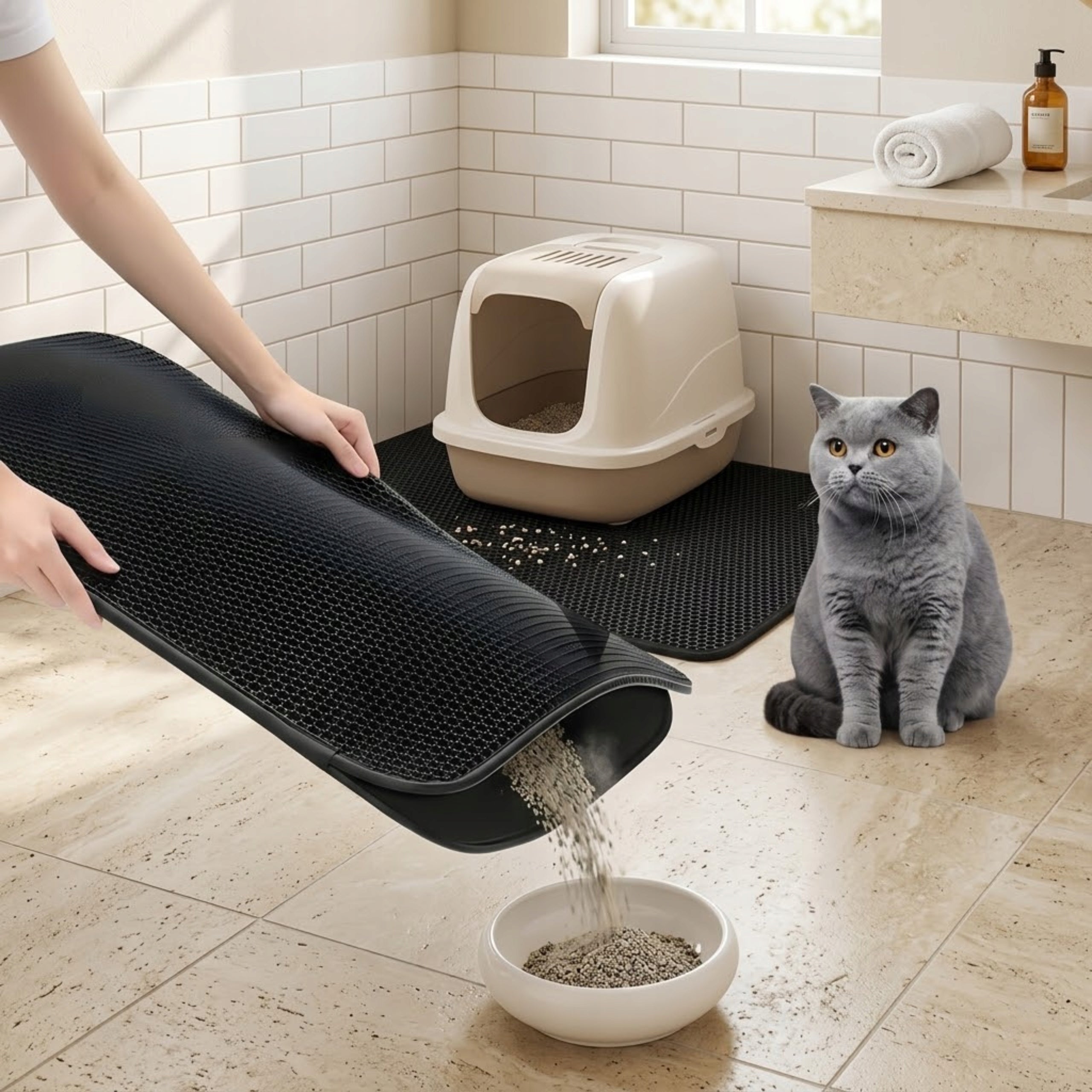 Cuvette Mat for Cat XXL Litter Collecting Pad Black 45x60 cm Packaging status original
