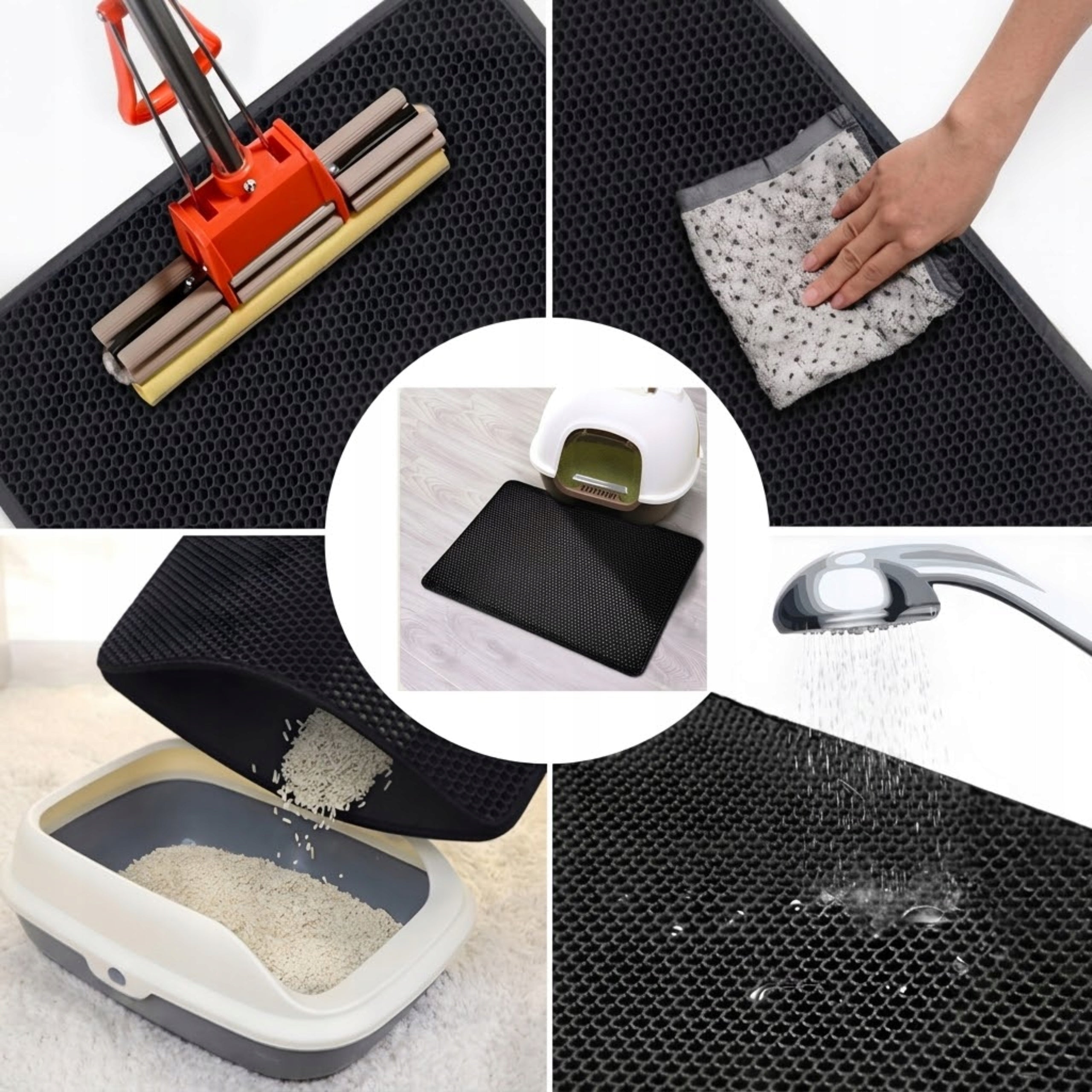 Cuvette Mat for Cat XXL Litter Collecting Pad Black 45x60 cm Trade name Wycieraczka Mata pod Kuwetę dla Kota Czarna