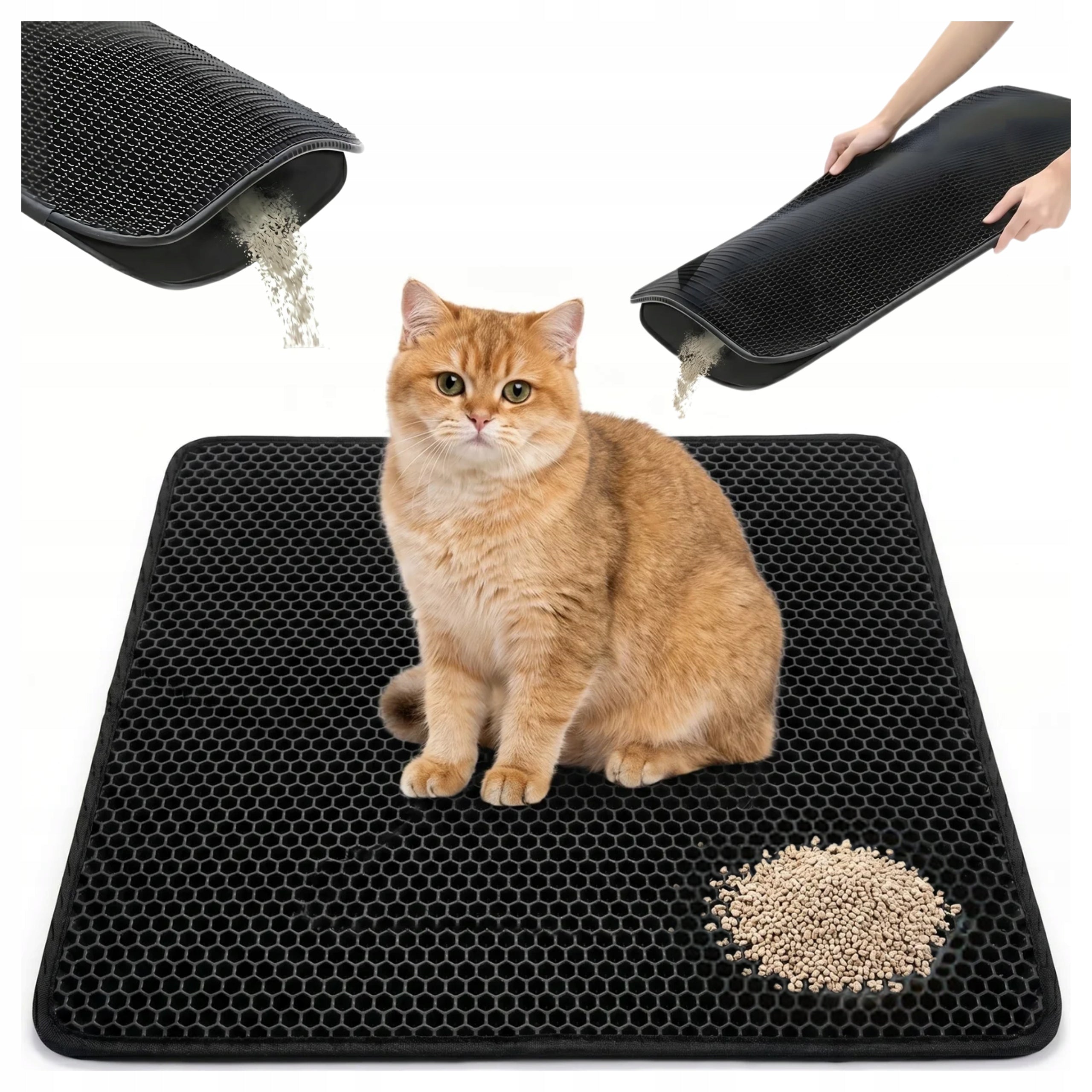 Cuvette Mat for Cat XXL Litter Collecting Pad Black 45x60 cm