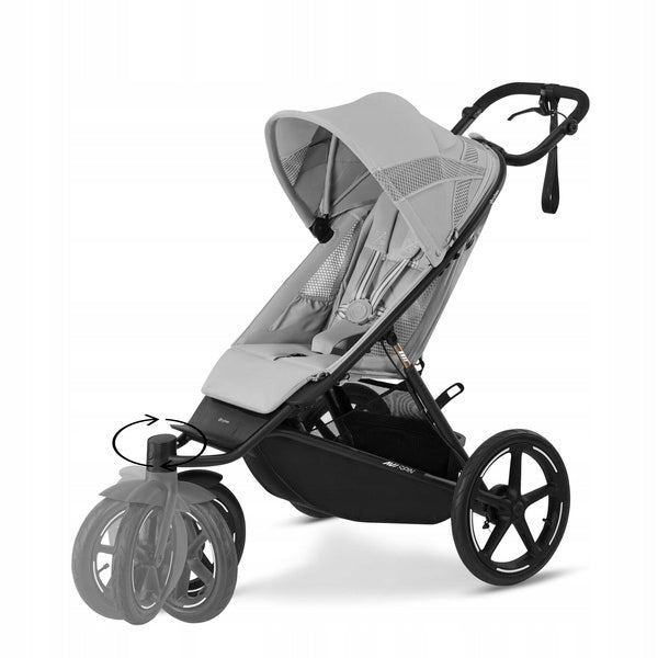 Cybex Avi Spin Stroller / Running Fog Grey Color shades of gray and silver
