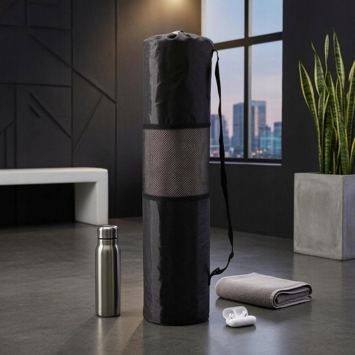 Cylindrical Exercise Mat Carrier Mesh Panel Sports Storage Woven 185-80-8mm Packaging status original