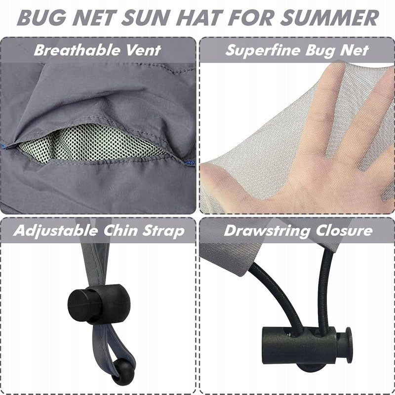 Czapka Z Siatką Na Komary, Ochrona Przed Słońcem, Do Wędrówek I Wędkowania Color black