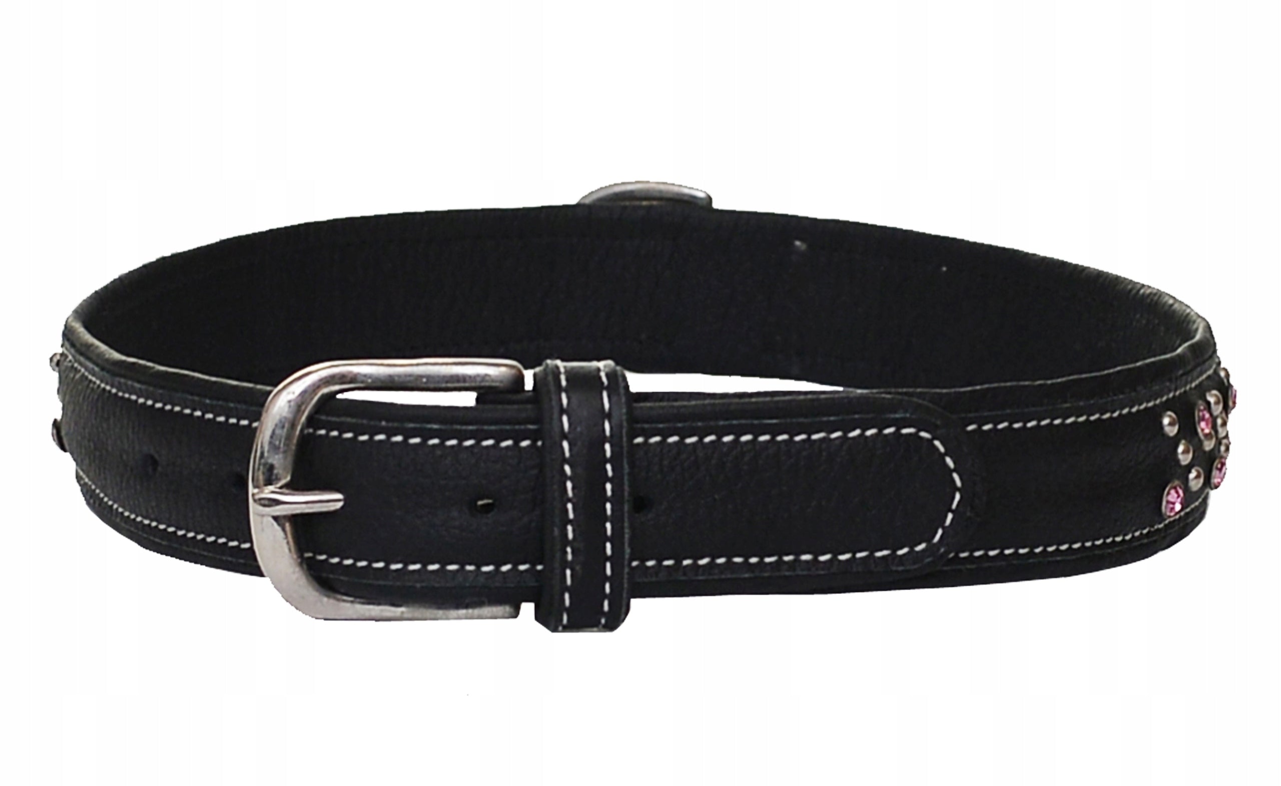 Hundehalsband Amibelle aus Leder mit Zirkonen, schwarz 