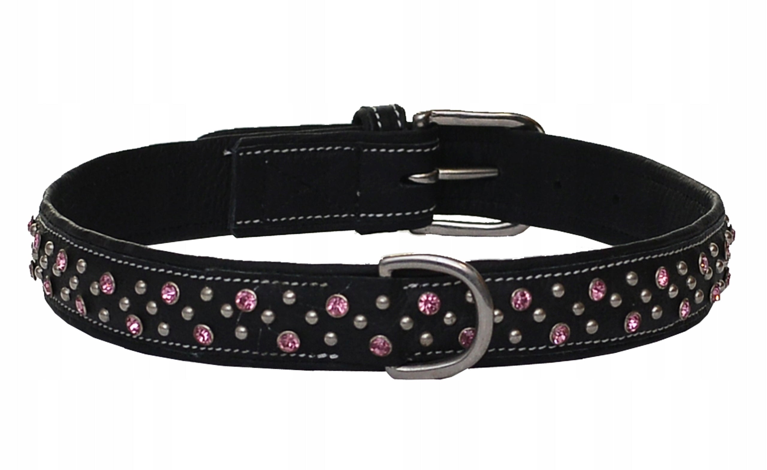 Hundehalsband Amibelle aus Leder mit Zirkonen, schwarz 