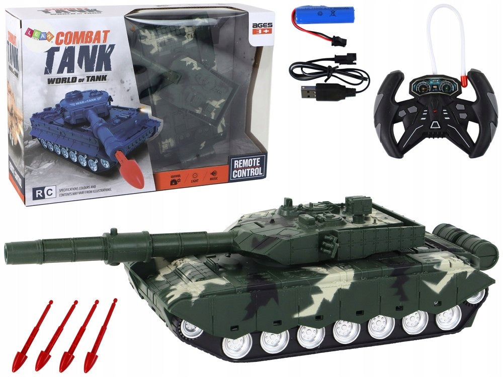 Nuotoliniu būdu valdomas tankas Lean Toys, žalias, 8d.