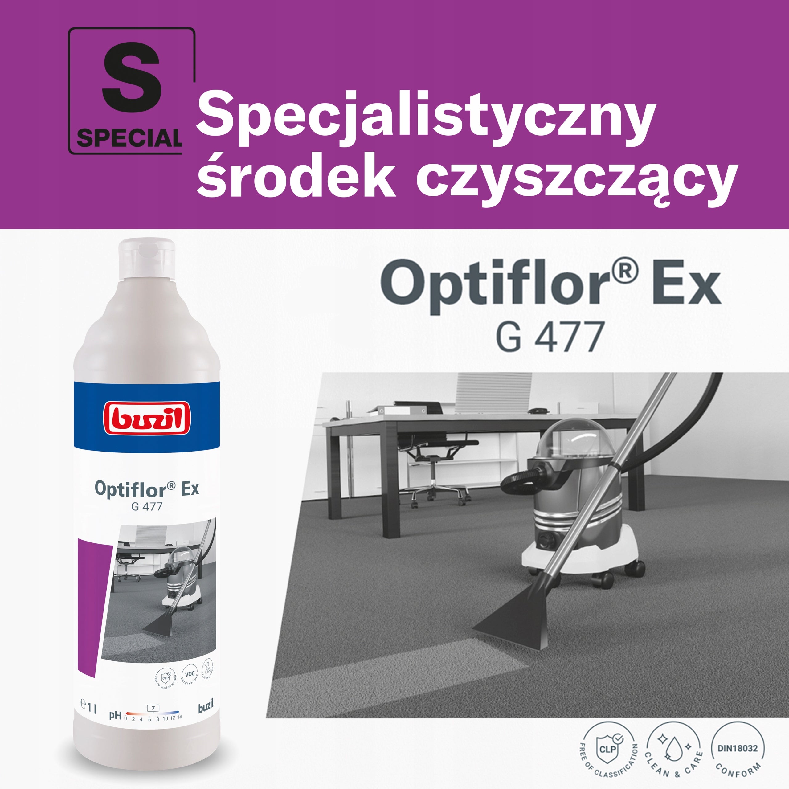 Werkzeug zum Reinigen von Möbeln und Teppichen BUZIL G477 Optiflor Ex, 1 l (12) 