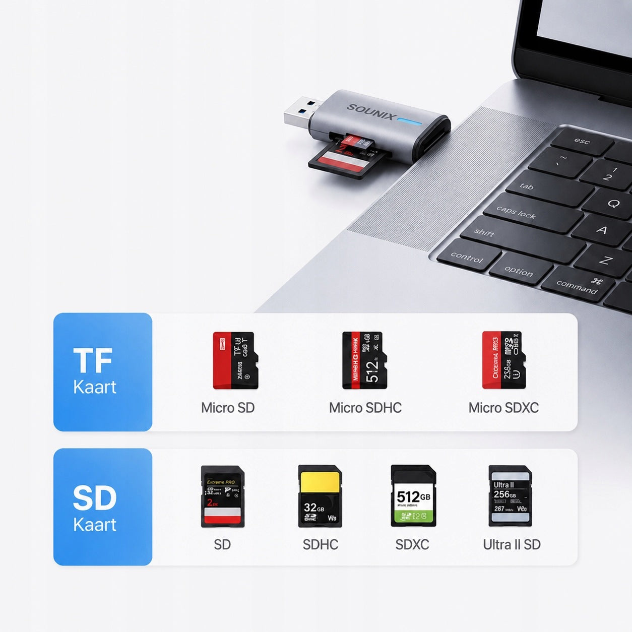 Czytnik Kart SD USB Adapter USB 3.0 USB-C Micro SD Microsd TF 5 Gb/s do 2TB Manufacturer code 8720297917653