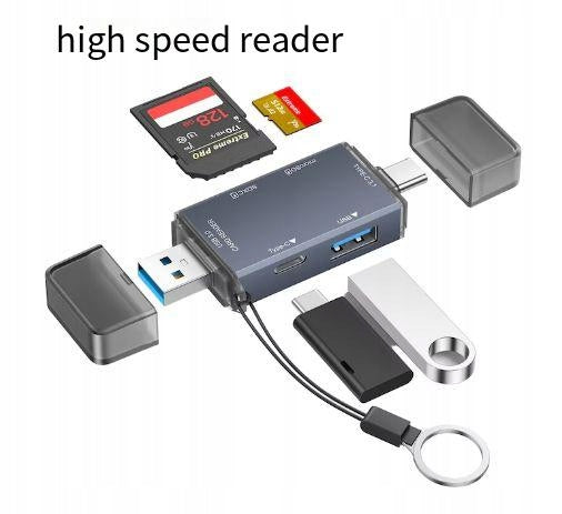 Czytnik kart SD/TF 6 w 1, gniazdo USB-A 3.0 i USB-C 3.1 do SD/SDHC 3.0