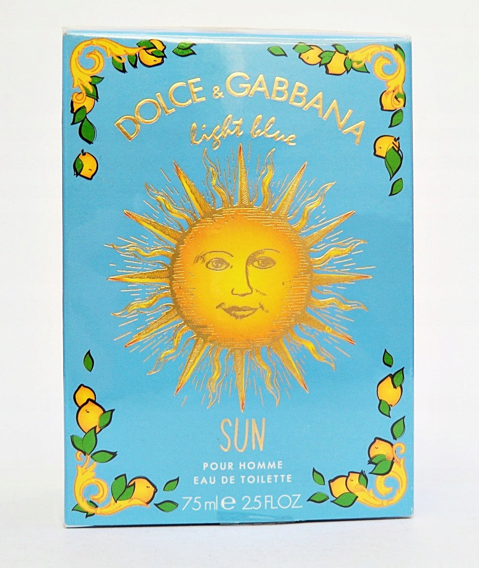 D&G DOLCE GABBANA LIGHT BLUE SUN POUR HOMME 75ML EAU DE TOILETTE UNIQUE Packaging status original