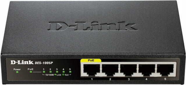 D-Link DES-1005P 5-Port Unmanaged PoE Switch