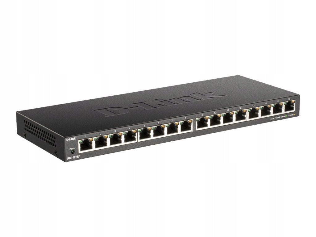 D-Link DGS-1016S 16-port gigabit switch without fan, Manufacturer code DGS-1016S/E