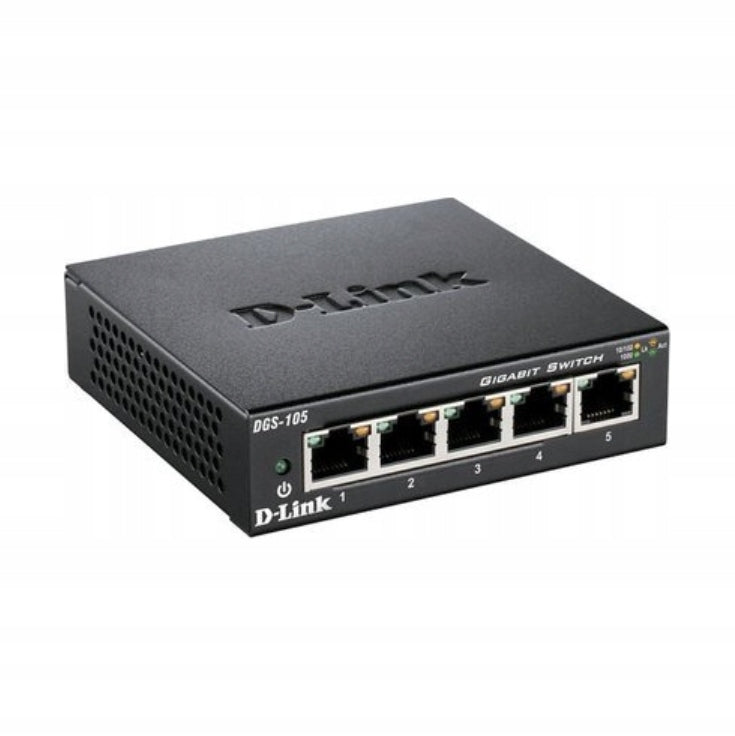 D-Link DGS-105 Switch 5x Gigabit 1000Mbps Unmanaged Plug&Play Desktop Packaging status original