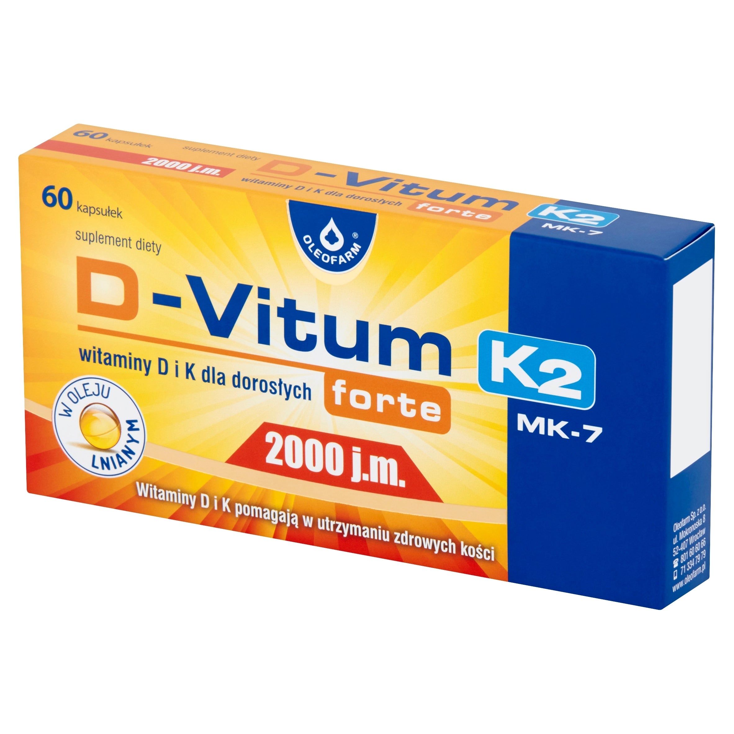 D-Vitum Forte 2000 IU K2 MK-7 60 capsules Medical device no