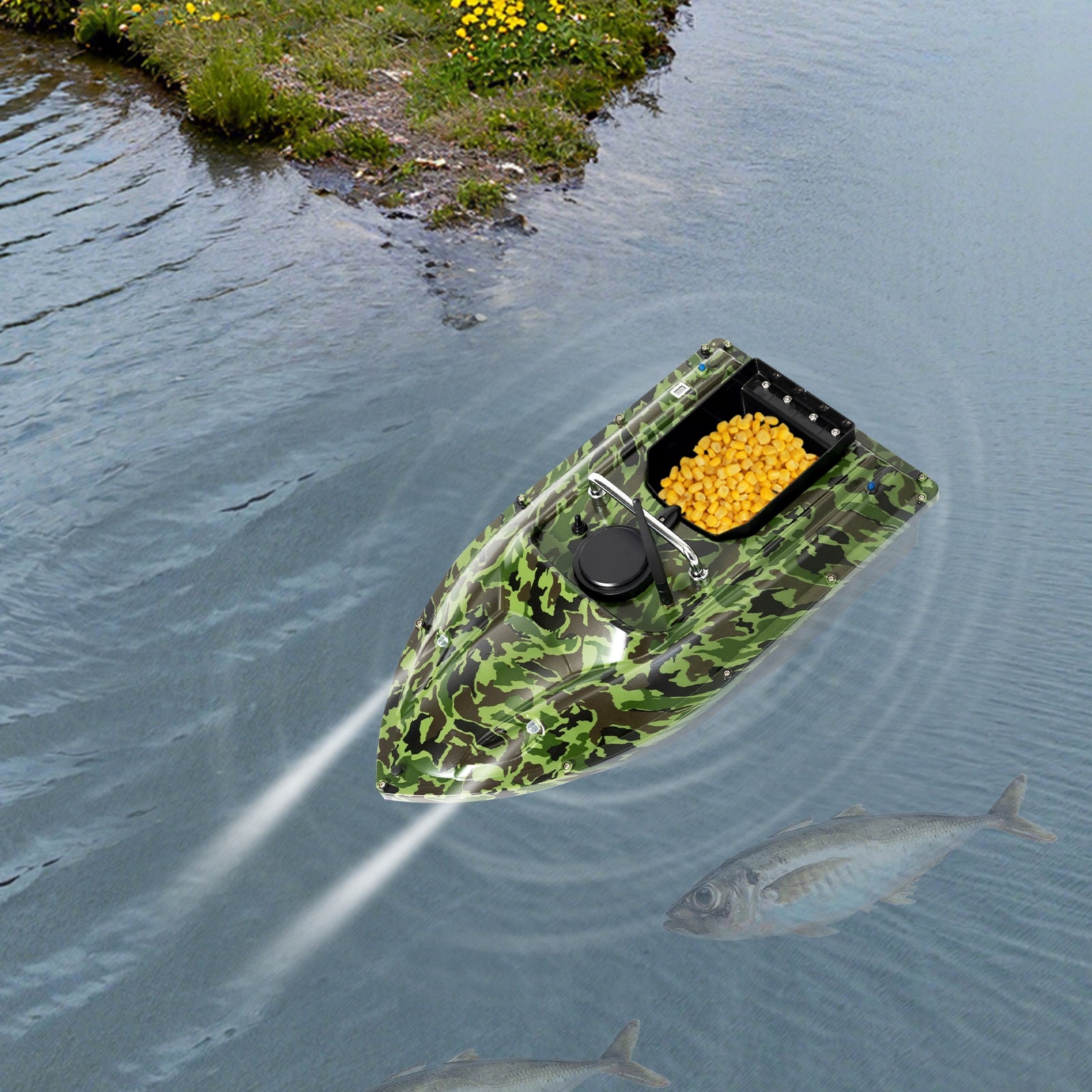 D16 Fishing Bait Boat with 500m Remote Control 1.5kg LED Lights Number of compartments 2