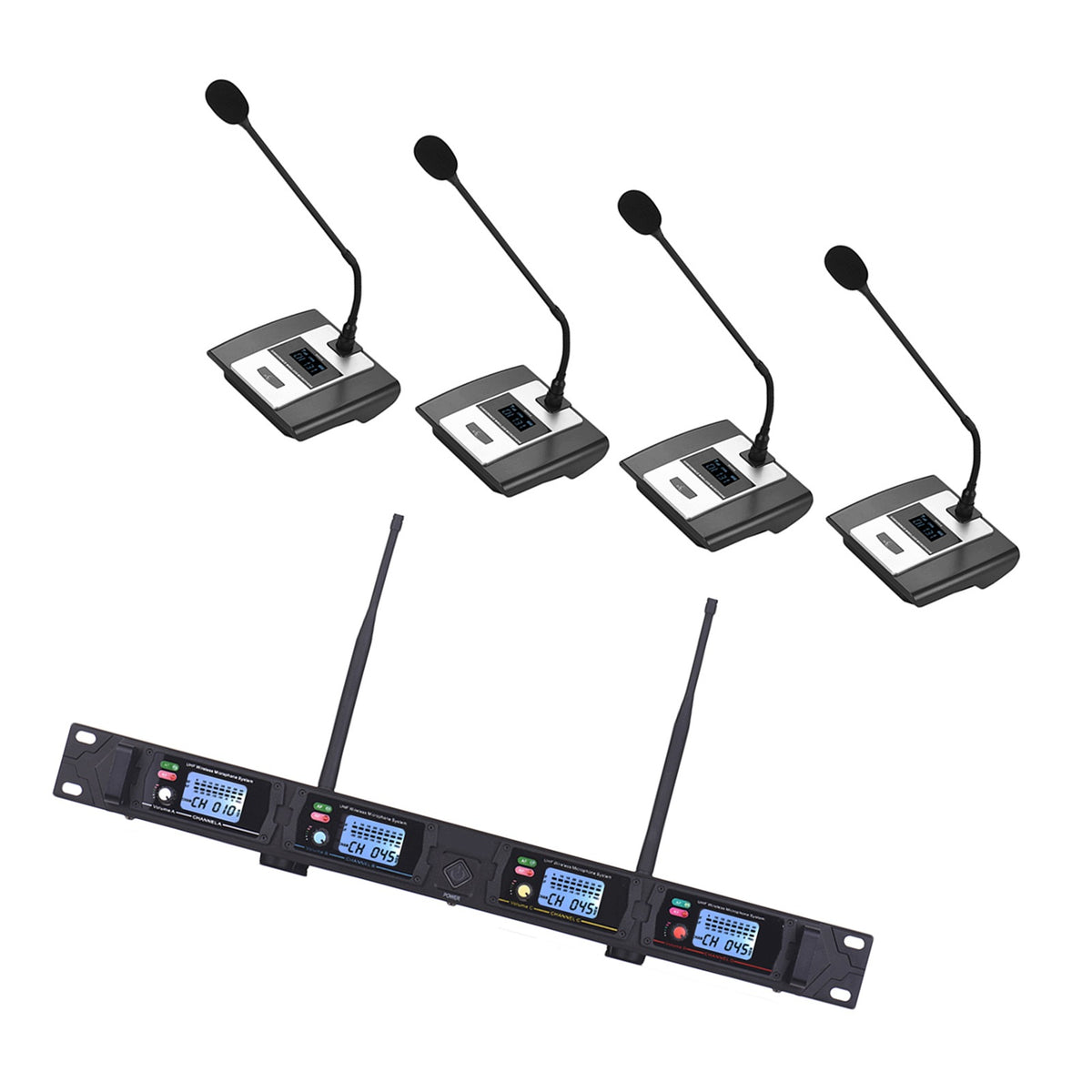 D2 Professional 4 Channel Wireless RA Microphone System