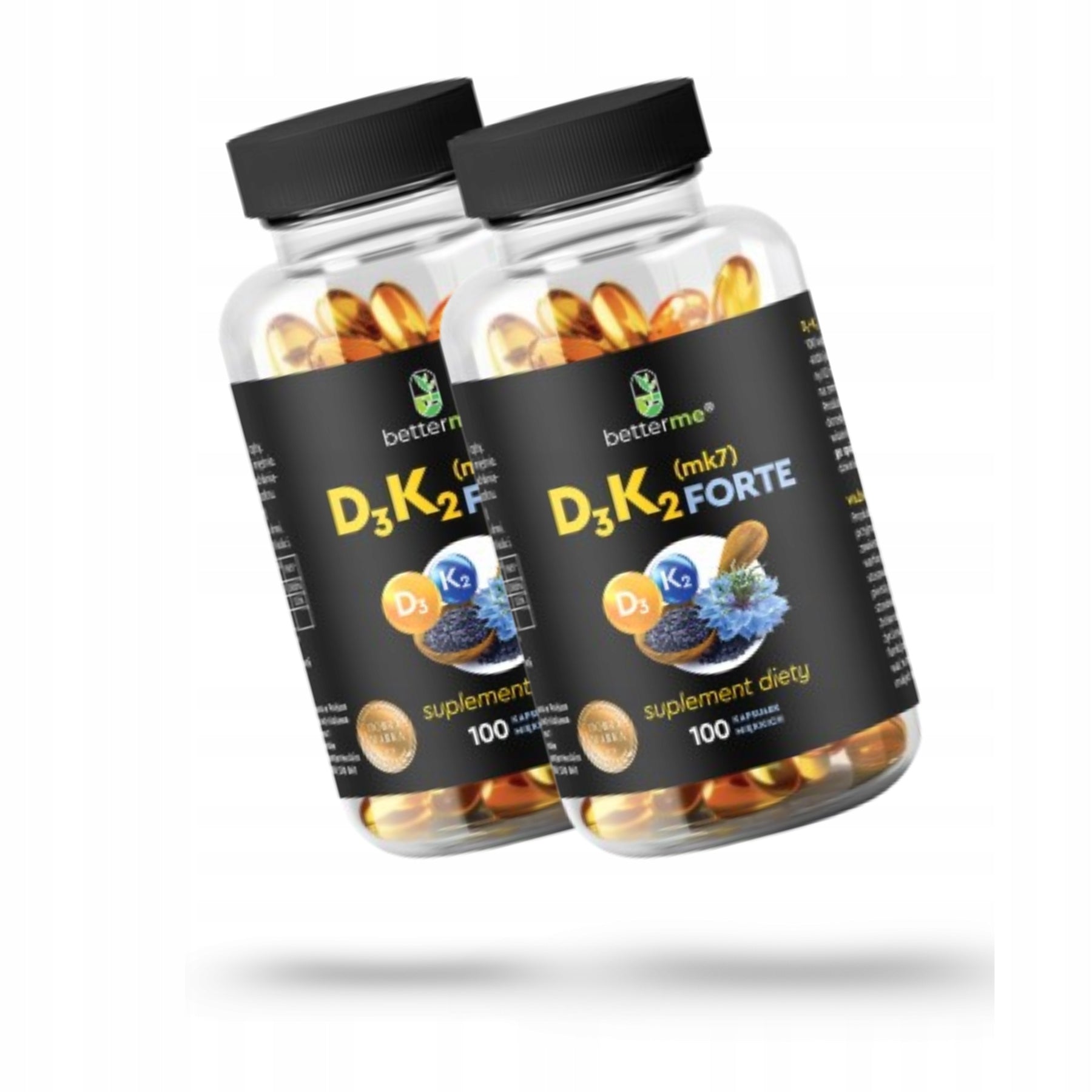 D3+K2 MK7 Forte BetterMe Black Cumin Oil - Strong Bones Resistance 2x100pcs