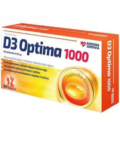 D3 Optima 1000 vitamin D3 - 60 capsules, Family Health