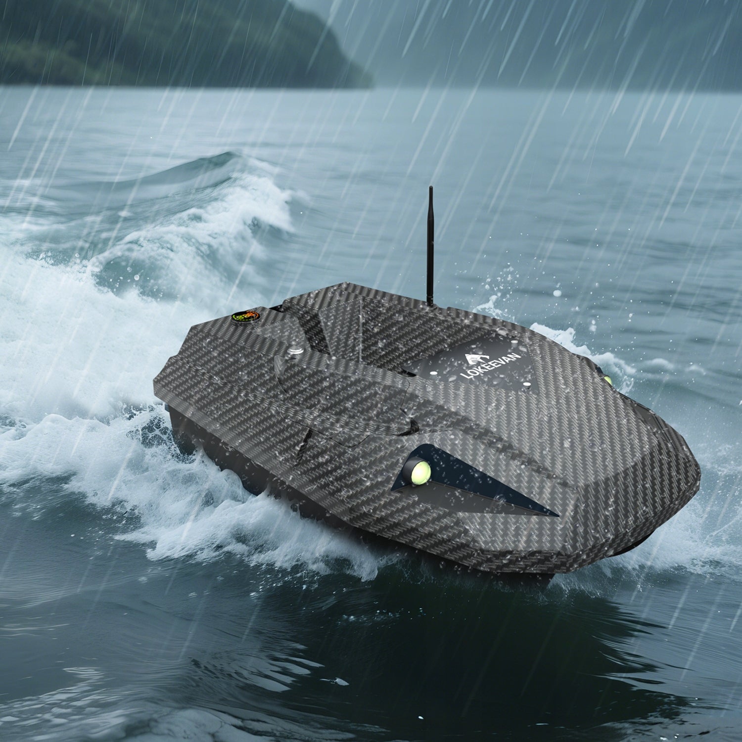 D50B GPS Remote Control Bait Boat 12V 1.7m/s 2x 15600mAh 2kg Load Lighting front/rear