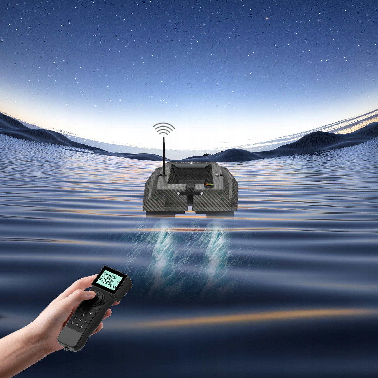 D50B GPS Remote Control Bait Boat 12V 1.7m/s 2x 15600mAh 2kg Load Number of compartments 1
