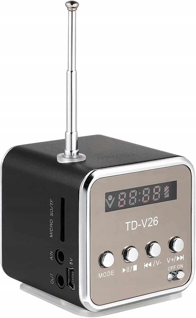 D8935 TD-V26 Mini Digital FM Radio Speaker Portable FM Radio BLACK
