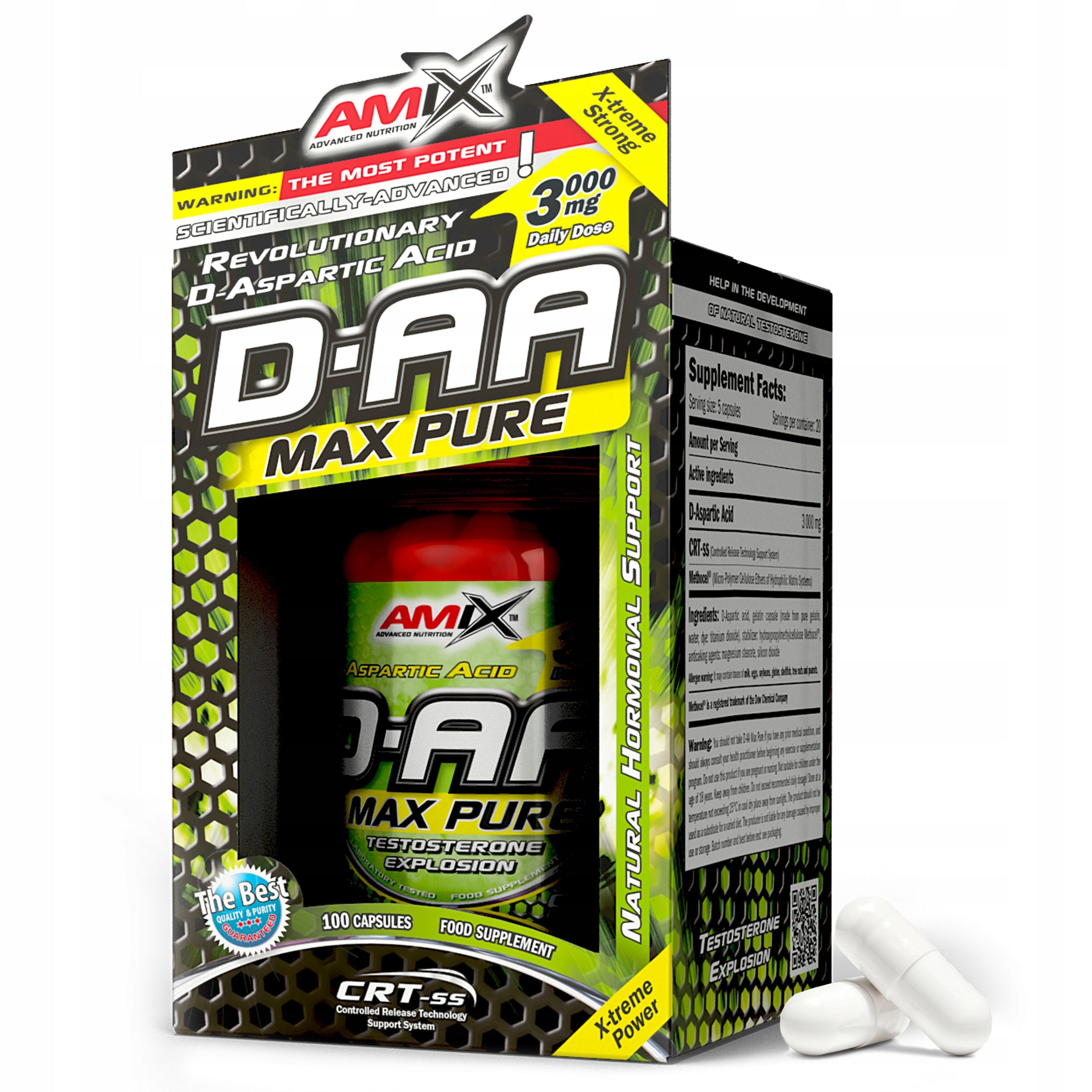 DAA aspartic acid D 3000 mg 100 capsules testosterone libido amino acid