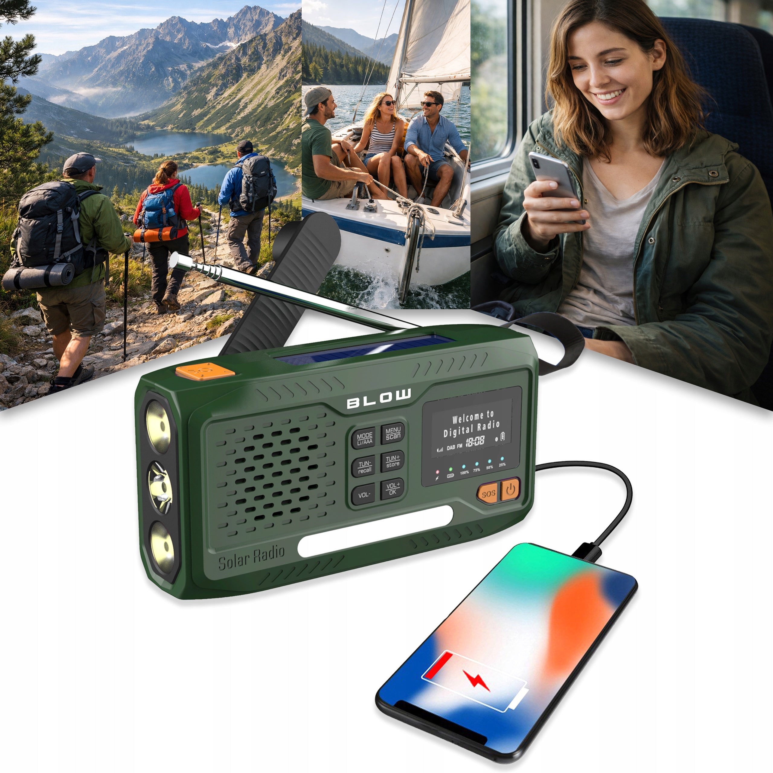 DAB+ BLUETOOTH PORTABLE KITCHEN RADIO SOLAR CONSTRUCTION FLASHLIGHT 4500mAh Manufacturer code 77-559#
