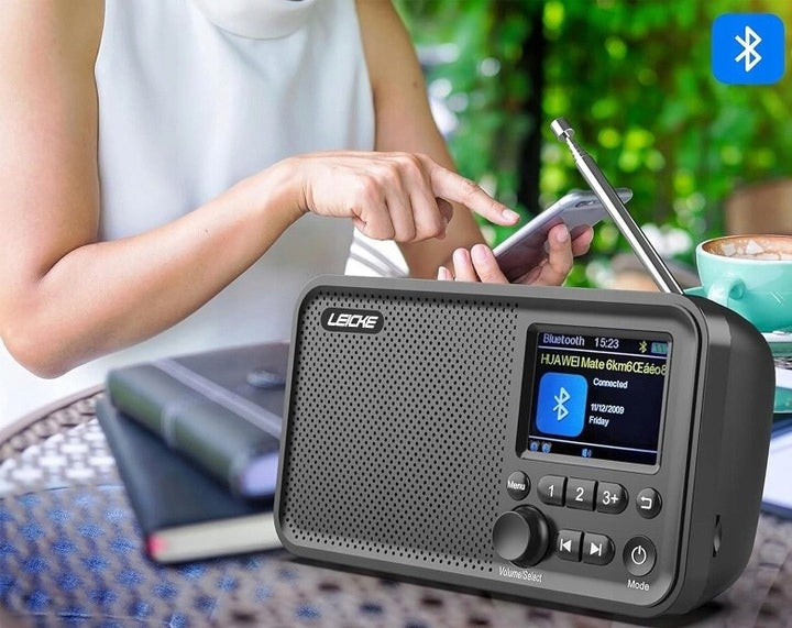 DAB+, FM, BLUETOOTH Leicke B0B321H9B8 Battery Radio Manufacturer code B0B321H9B8