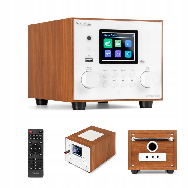 DAB+ FM Radio with Subwoofer White for Home Office Living Room Kitchen Bedroom