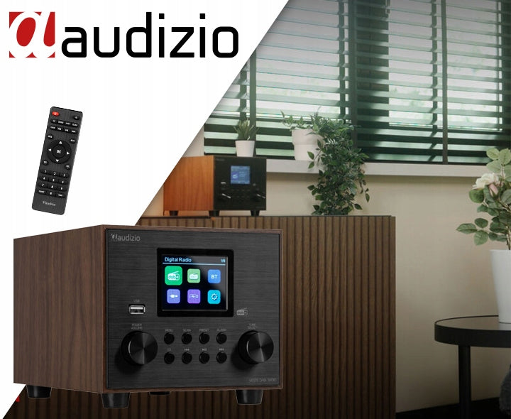 DAB+ FM radio with subwoofer dark wood Audizio Vieste for office kitchen Manufacturer code 102.370