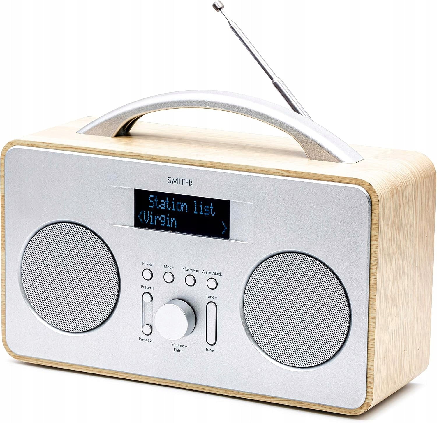 DAB+ Network-Battery Radio, FM Smith Style SILVER VINTAGE OAK