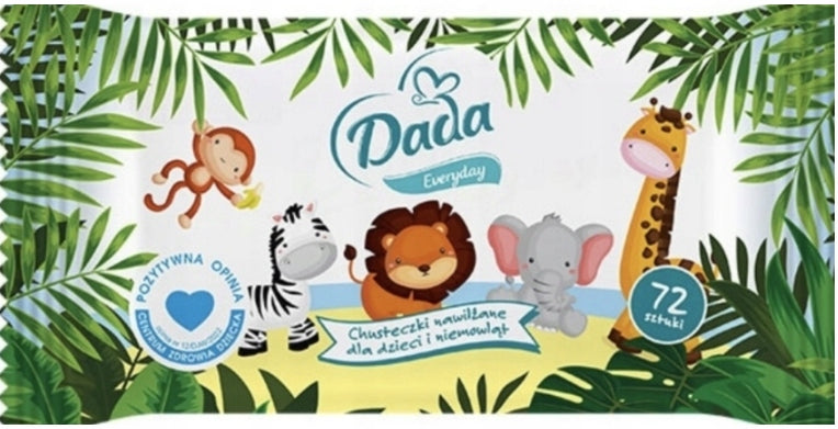 DADA Everyday wet wipes 16 x 72 pcs = 1 152 pcs. Manufacturer code DADA EVERYDAY CHUSTECZKI 16 OPAKOWAŃ