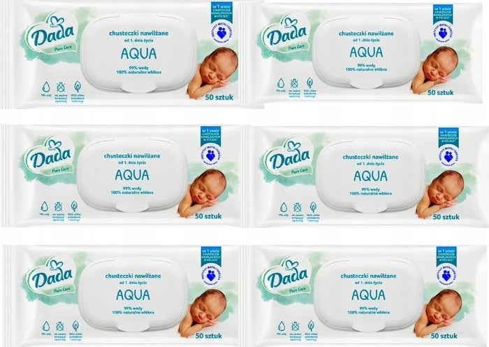 DADA Pure Care AQUA 99% water wet wipes 6 x 52 pcs.