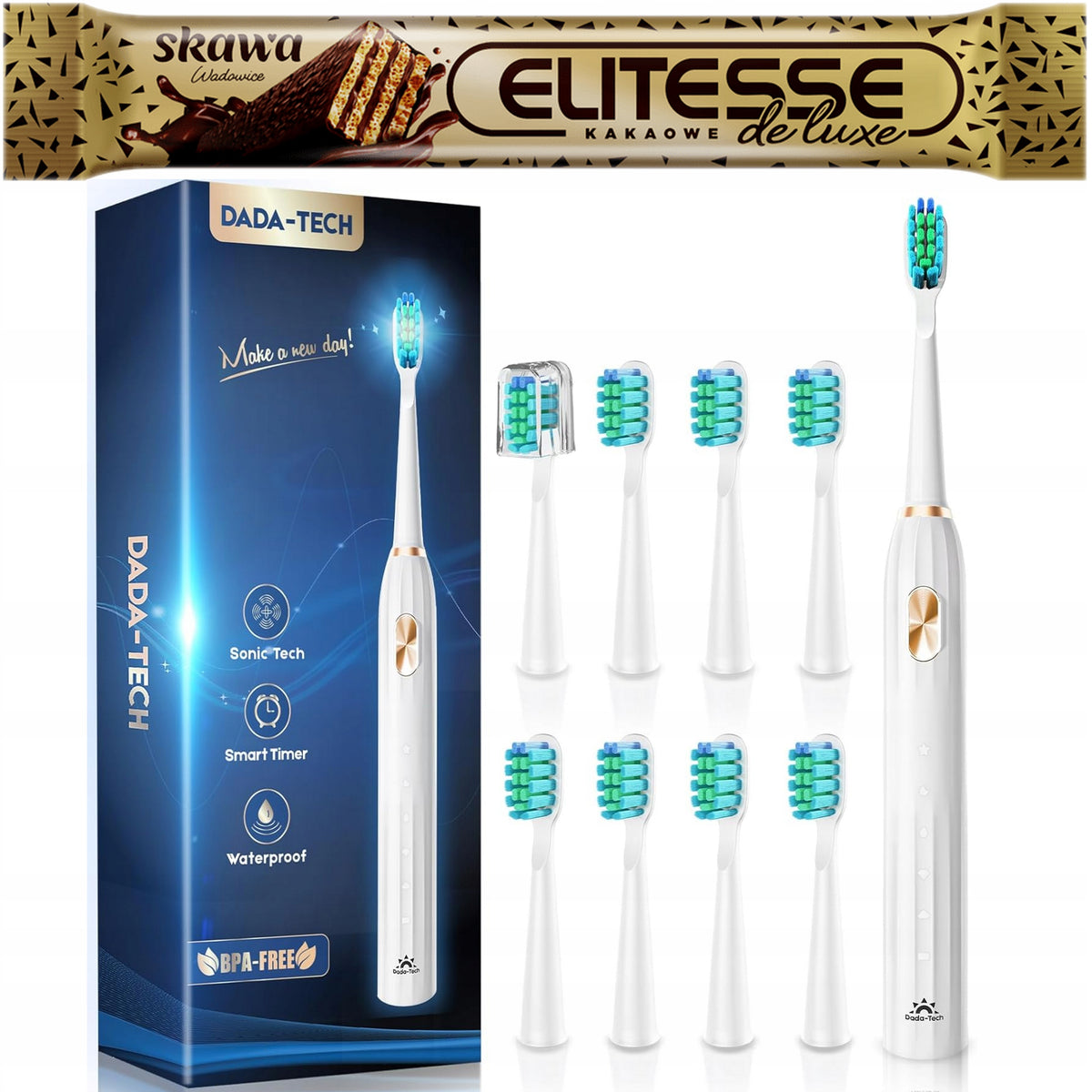 DADA-TECH Electric Toothbrush with 5 Cleaning Modes WHITE