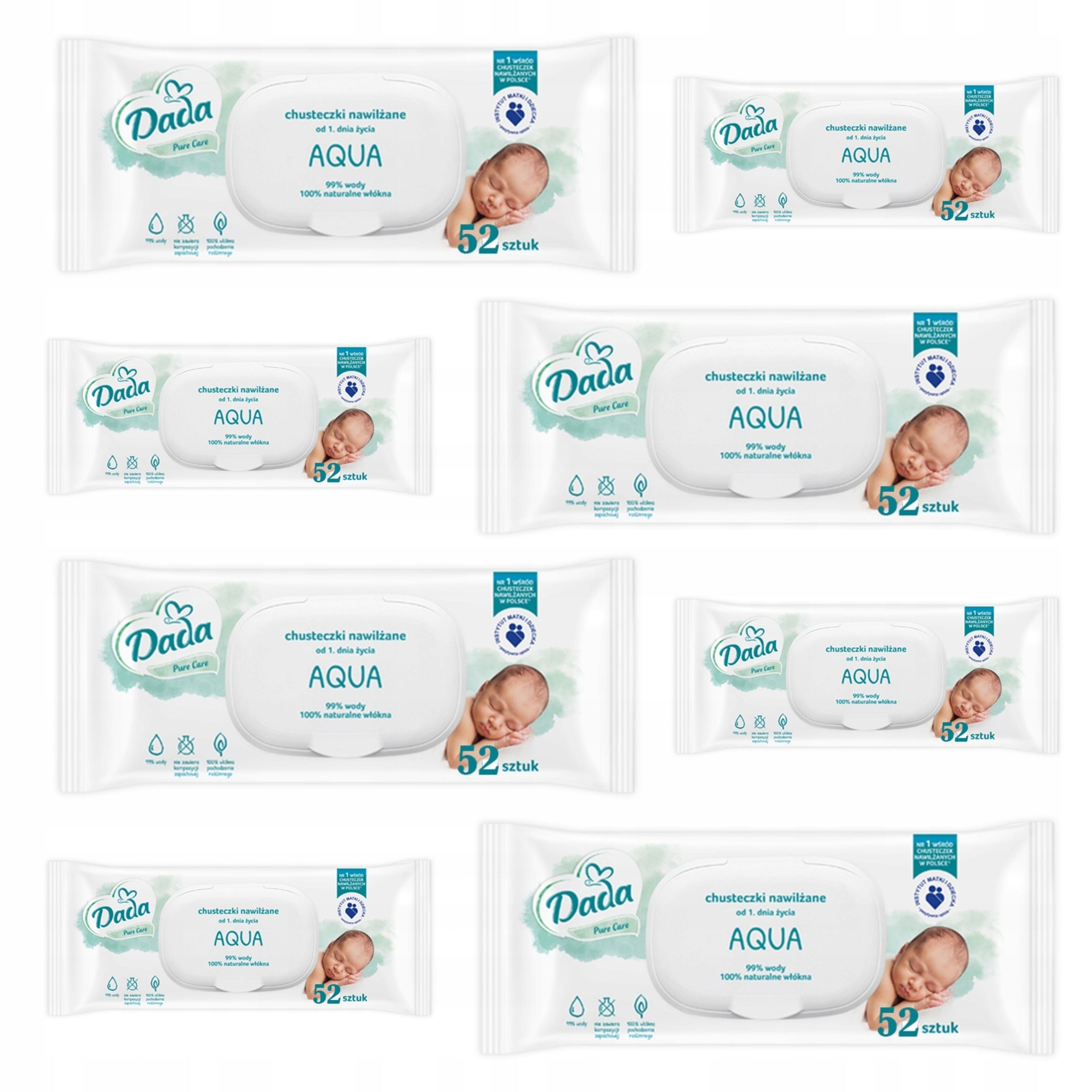 DADA WET WIPES 99% WATER AQUA 8x52 = 416 pcs.