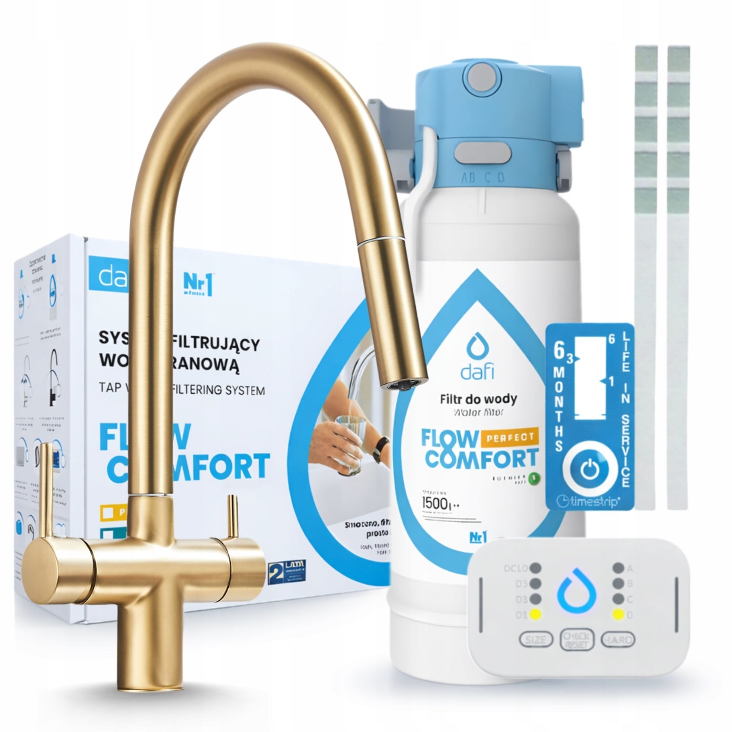 DAFI FLOW COMFORT D-1 SINK FILTER AND KITCHEN WATER FILTER TAP GOLD
